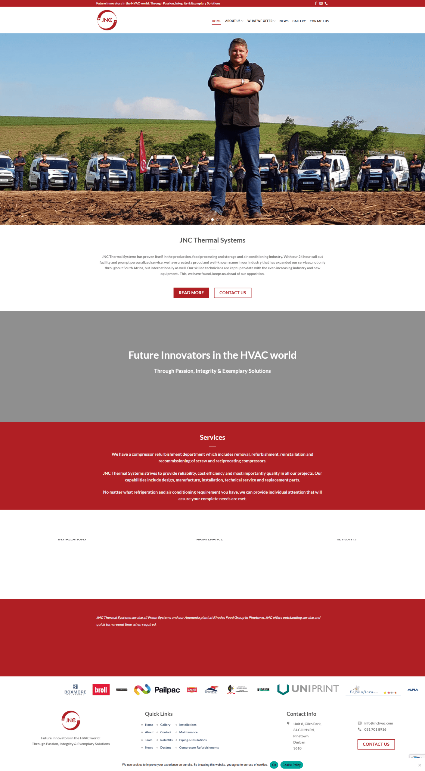 JNC HVAC Website Screenshot