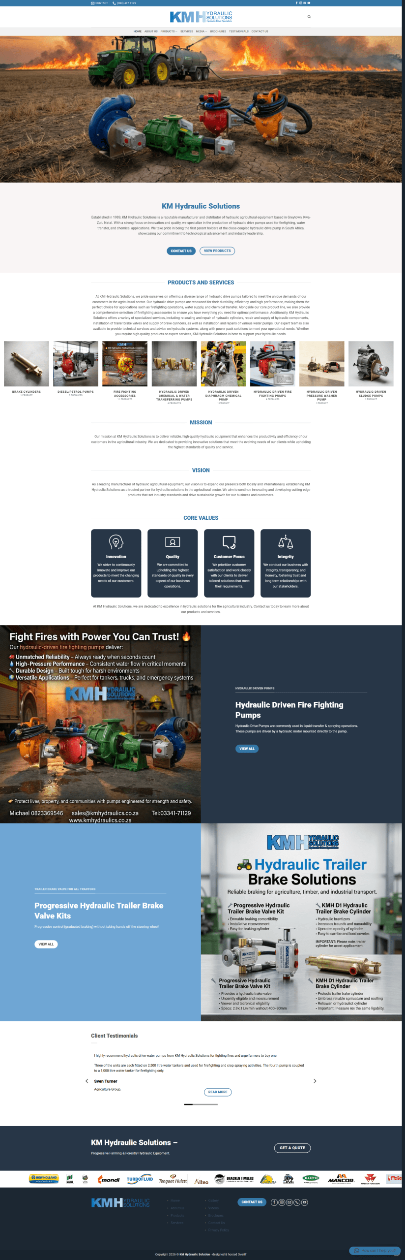 KM Hydraulics Website Screenshot