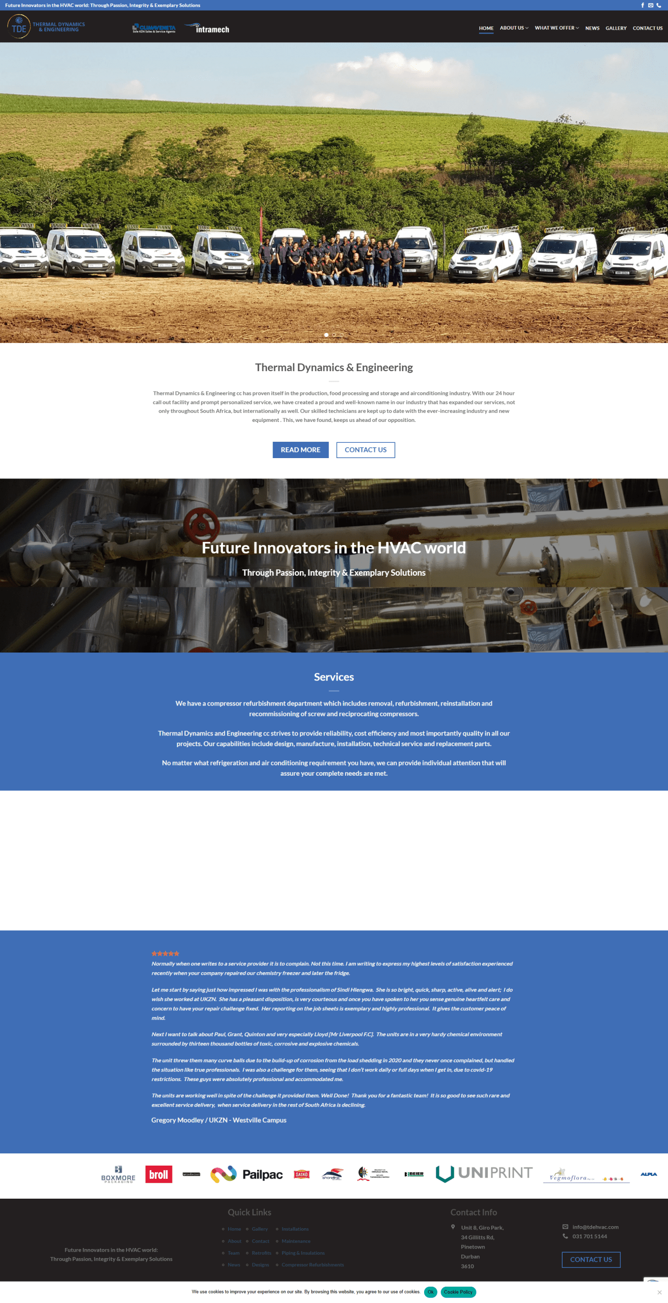 TDE HVAC Website Screenshot